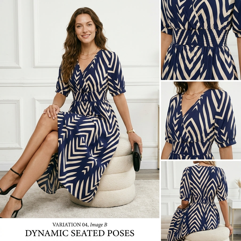 Elegant Directed Large Swing Geometric Pattern Dress Women's Fashion Casual Skirt