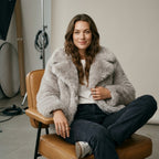HH Women Fashion Cropped Faux Fur Jacket Coat Long Sleeve Front Snap-button Female Outerwear Chic Lapel Collar Thick Coat