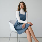 Plus Size Solid Button Front Plicated Pinafore Dress Without Inner Top, Casual Sleeveless High Waist Dress for Spring & Fall