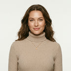 Fashionable Casual Ribbed Knit Women's Solid Color High Collar Long Sleeve Simple Short Dress