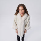 Warm Fur Collar Cardigan Mid-length Loose Thick Coat Dress And Cheongsam All-match Hooded Fur Shawl