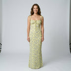 2025 Summer Floral Midi Dress Women Spaghetti Strap Tie-up V-neck Split Dress Sexy Vintage Elegant Dresses Female