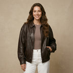 KONDALA 2026 Spring Summer Brown Business Casual Faux Leather Women Jackets Chic Valentine‘s Day Spliced Zipper Ladies Jackets