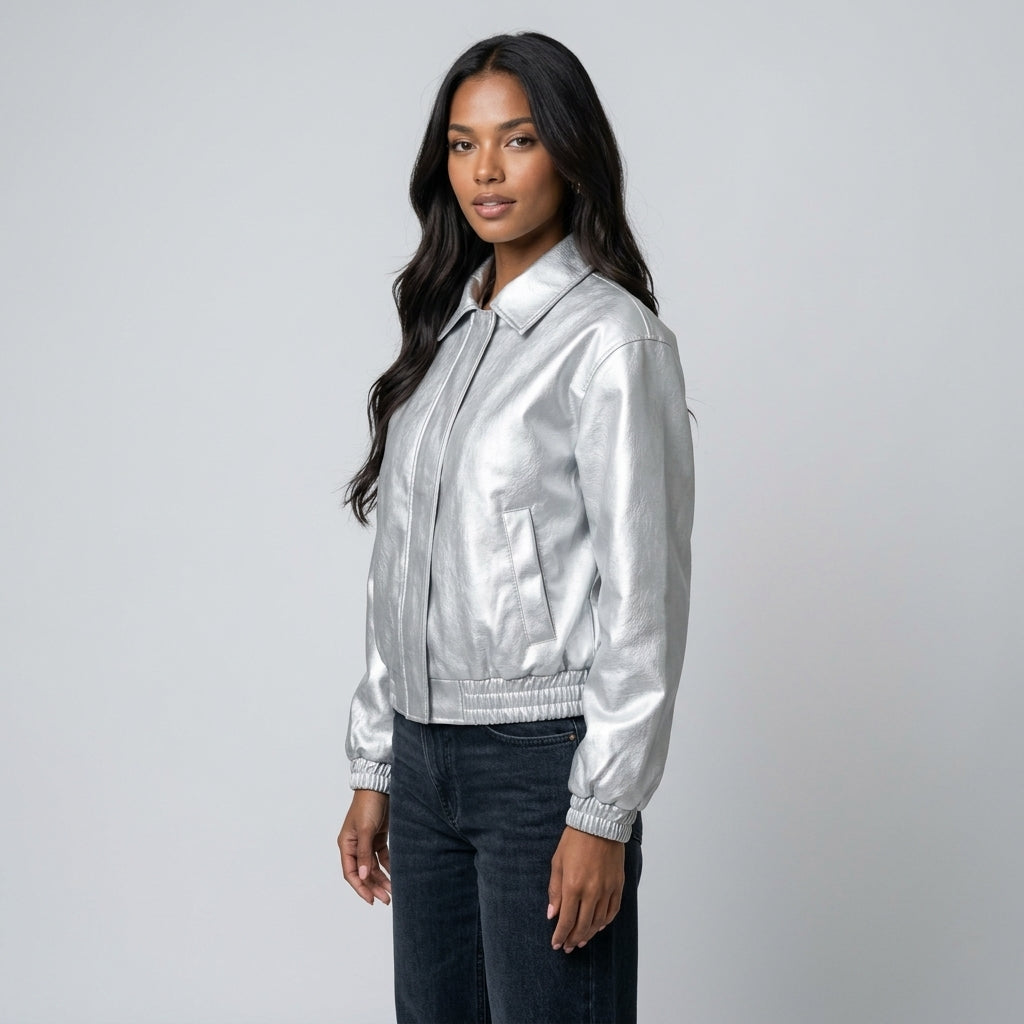 Ailegogo Streetwear Women Retro Loose Short Pu Faux Leather Jacket Spring Autumn Female Zipper Coat Vintage Moto Biker Outwear