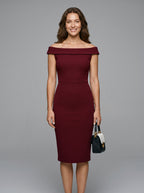 Sleeveless Off Shoulder Bodycon Midi Dress Elegant Office Cocktail Party Slim Fit Workwear