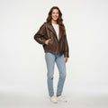 KONDALA Casual Chic Black Leather Jackets Women Long Sleeve Buttons Elastic Oversized Coats Fashion 2026 Spring Streetwear Coats