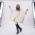 Warm Fur Collar Cardigan Mid-length Loose Thick Coat Dress And Cheongsam All-match Hooded Fur Shawl