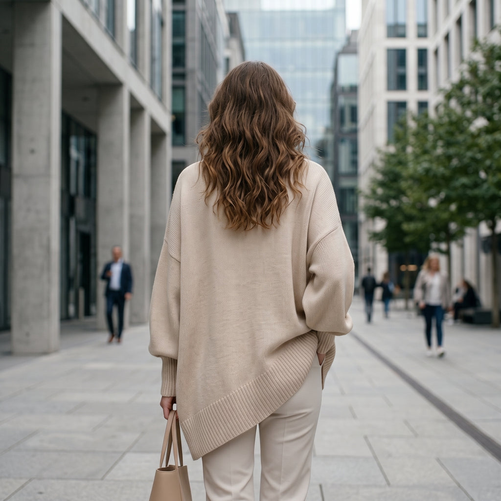 Women's Thick Knitted Pullover Sweater Loose Fit Round Neck Casual All-Match Top For Autumn Winter
