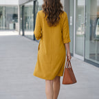 ZANZEA Elegant Women Party Dress 2026 Summer Fashion 3/4 Sleeve Casual Shirt Vestidos Pockets Loose Solid Knee-length Sundress