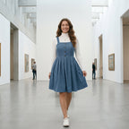 Plus Size Solid Button Front Plicated Pinafore Dress Without Inner Top, Casual Sleeveless High Waist Dress for Spring & Fall