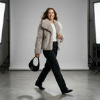 HH Women Fashion Cropped Faux Fur Jacket Coat Long Sleeve Front Snap-button Female Outerwear Chic Lapel Collar Thick Coat