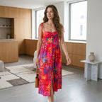 Summer Fashion Sleeveless Women Sling Dress Print Elegant Casual Long Party Evening Dress