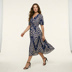 Elegant Directed Large Swing Geometric Pattern Dress Women's Fashion Casual Skirt