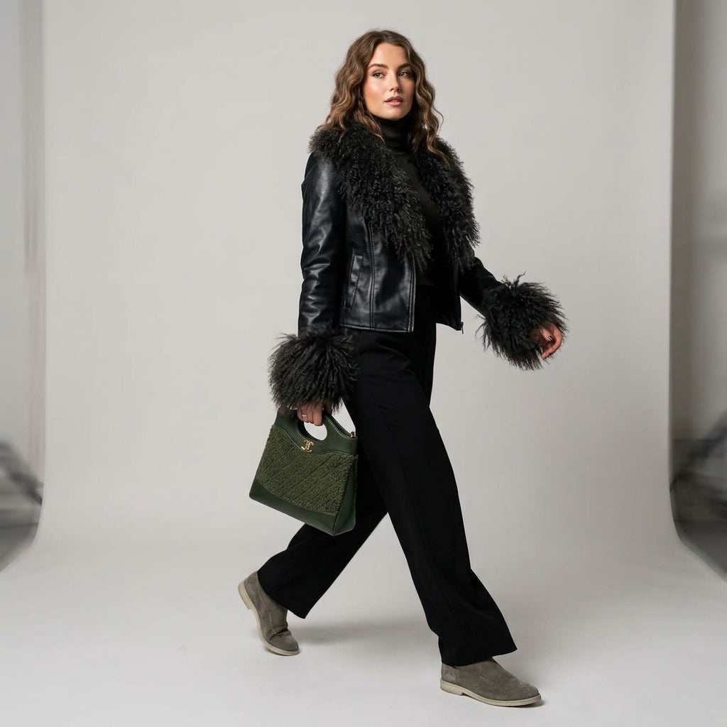 Real Mongolian Sheep Fur Coat 2025 Autumn Winter Suede Women with Long Sleeve New Arrival Winter Rabbit Fur Lining Fur Jacket
