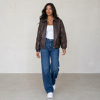 Ailegogo Streetwear Women Retro Loose Short Pu Faux Leather Jacket Spring Autumn Female Zipper Coat Vintage Moto Biker Outwear