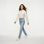 2025 Autumn New Handsome Versatile Short Motorcycle Jacket Top High Waist PU Leather Jacket for Women  Faux Fur Coat