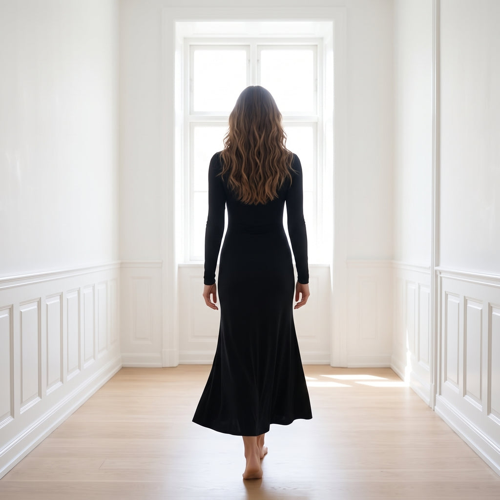 Sexy Black Dresses Women Spring New Streetwear Fashion Split Long Sleeves Dress V-neck Female Casual Slim Long Knitted Dresses