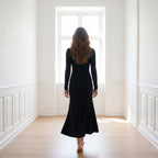 Sexy Black Dresses Women Spring New Streetwear Fashion Split Long Sleeves Dress V-neck Female Casual Slim Long Knitted Dresses