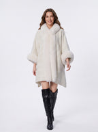 Warm Fur Collar Cardigan Mid-length Loose Thick Coat Dress And Cheongsam All-match Hooded Fur Shawl