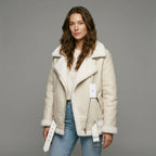 Ailegogo Winter Coats Women Thickness Faux Leather Fur Sheepskin Female Fur Leather Jacket Aviator Outwear Casaco Feminino