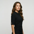 Womens Vintage Elegant Crew Neck Short Sleeve Work Office Tunic Black Business Casual Party Ruched Pencil Bodycon Dress
