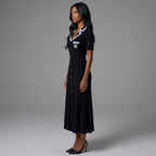 YuooMuoo Brand Fashion Vintage Turn-down Collar Knit Maxi Dress Elegant Single-breasted A-line Long Shirt Dress Lady Vestidos