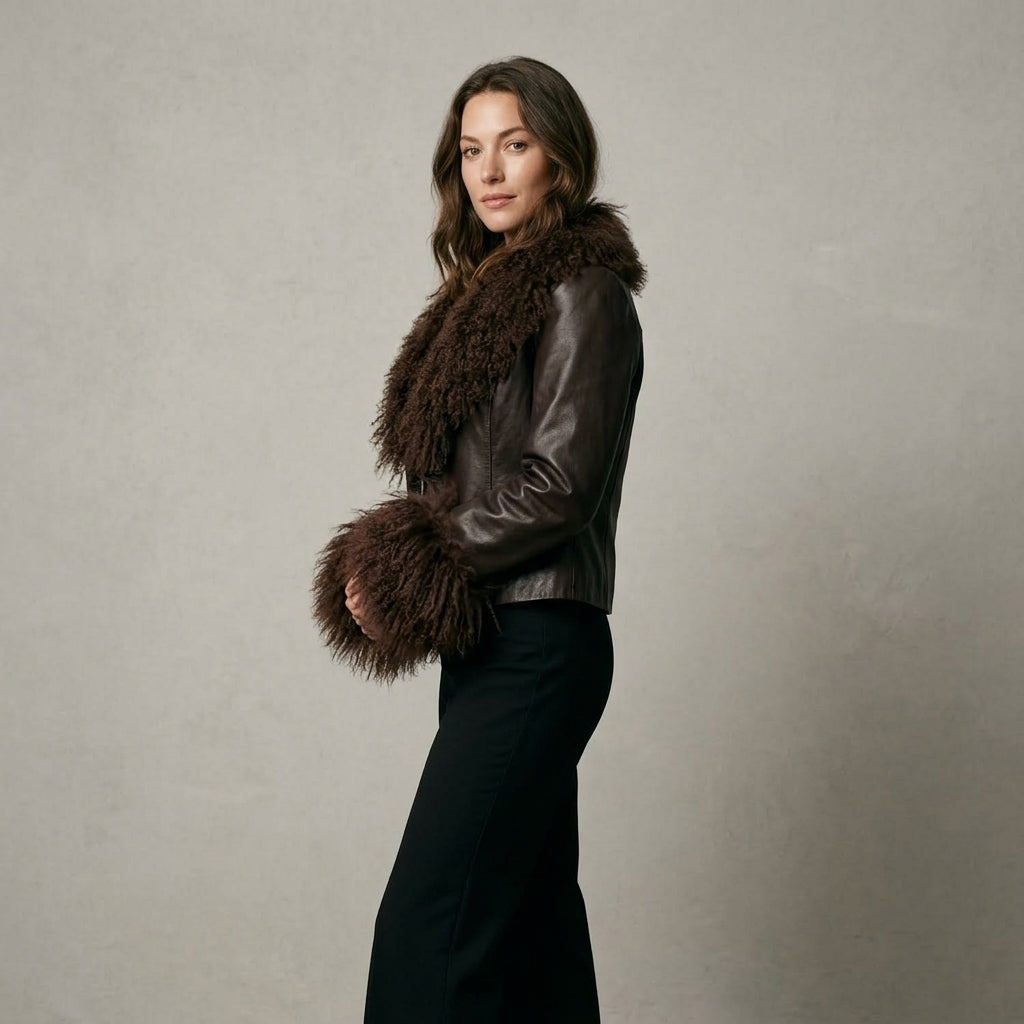 Real Mongolian Sheep Fur Coat 2025 Autumn Winter Suede Women with Long Sleeve New Arrival Winter Rabbit Fur Lining Fur Jacket