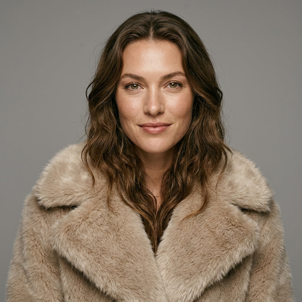 HH Women Fashion Cropped Faux Fur Jacket Coat Long Sleeve Front Snap-button Female Outerwear Chic Lapel Collar Thick Coat