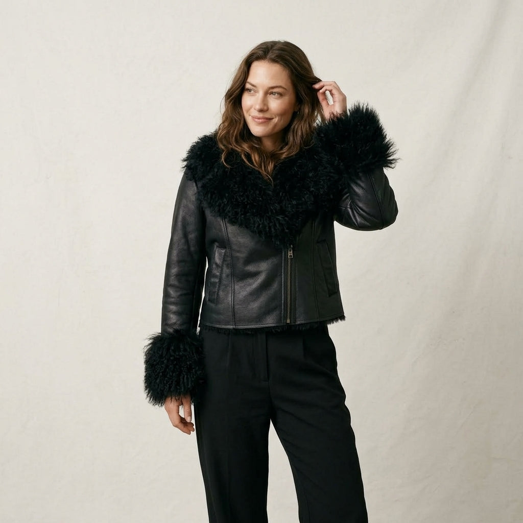 Real Mongolian Sheep Fur Coat 2025 Autumn Winter Suede Women with Long Sleeve New Arrival Winter Rabbit Fur Lining Fur Jacket