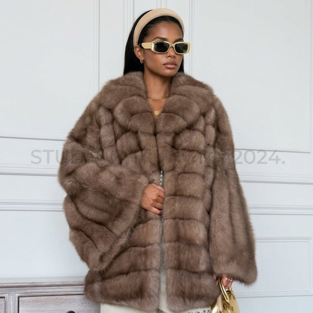 Fashion Solid Fake Fur Coat Women Lapel Waist Cinching Long Sleeve Hidden Button Coats Lady 2025 New Winter High Street Outwear