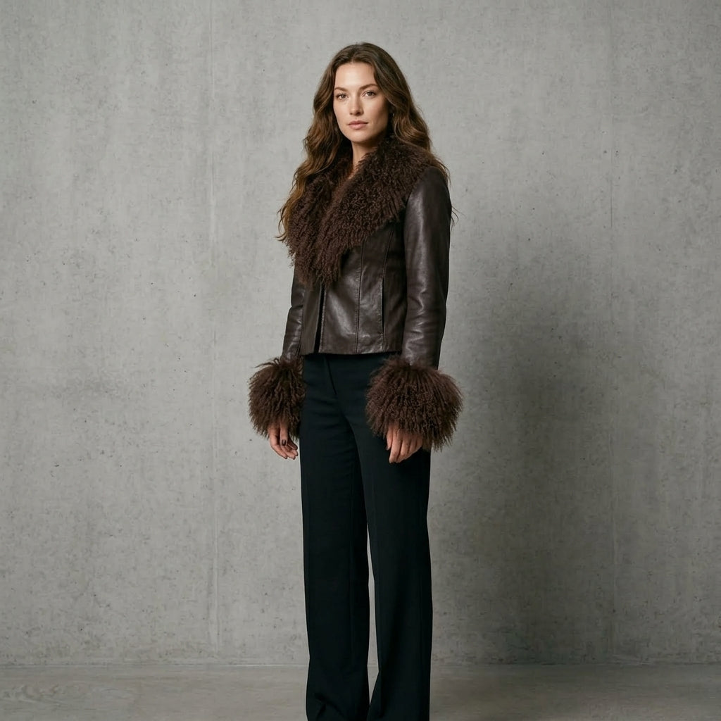 Real Mongolian Sheep Fur Coat 2025 Autumn Winter Suede Women with Long Sleeve New Arrival Winter Rabbit Fur Lining Fur Jacket