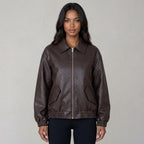 Ailegogo Streetwear Women Retro Loose Short Pu Faux Leather Jacket Spring Autumn Female Zipper Coat Vintage Moto Biker Outwear