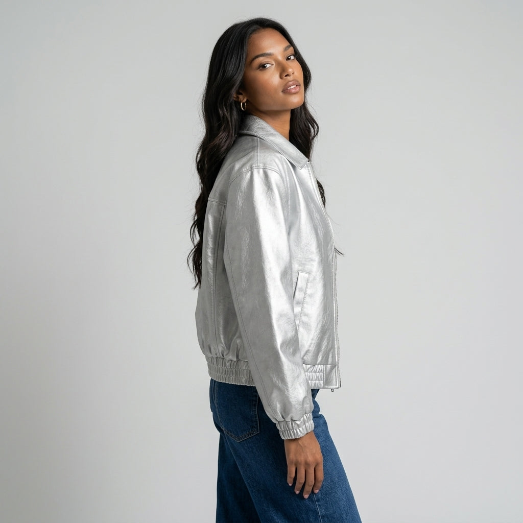 Ailegogo Streetwear Women Retro Loose Short Pu Faux Leather Jacket Spring Autumn Female Zipper Coat Vintage Moto Biker Outwear