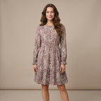 Casual minimalist paisley elegant women's midi dress, bohemian style dress for autumn and winter, daily casual style