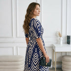 Elegant Directed Large Swing Geometric Pattern Dress Women's Fashion Casual Skirt