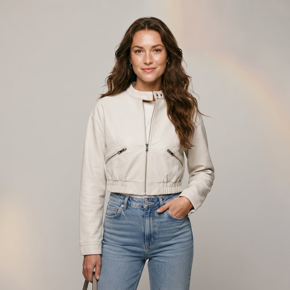 2025 Autumn New Handsome Versatile Short Motorcycle Jacket Top High Waist PU Leather Jacket for Women  Faux Fur Coat